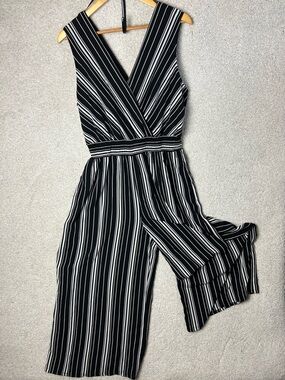 AGB Sleeveless Black & White Striped Jumpsuit XL